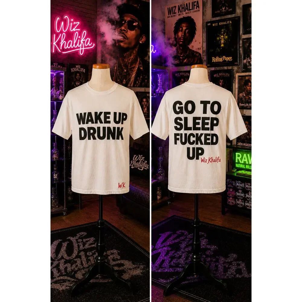 Wiz Khalifa Double Sided Graphic Quote Tee White Hip Hop Shirt